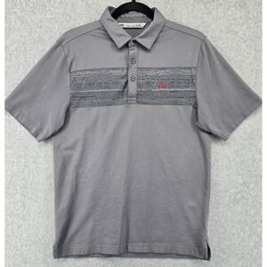 Travis Mathew Polo Golf Shirt Men's S Gray Pima Cotton Chest Striped Preppy